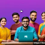 피지의 소셜미디어 트렌드 - A vibrant digital collage showcasing young Bengali creators engaging with popular social media platf...